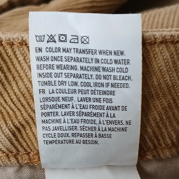 American Eagle Pants Size 8 Long Corduroy Mom Straight Jean Khaki Tan High Rise - Picture 11 of 11